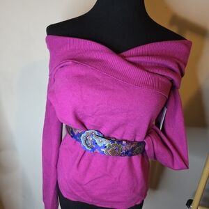 Elegant Pink Off-Shoulder Sweater